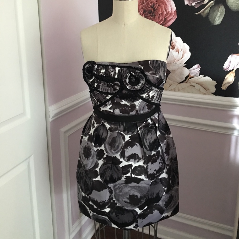 Rosette multi colored strapless dress